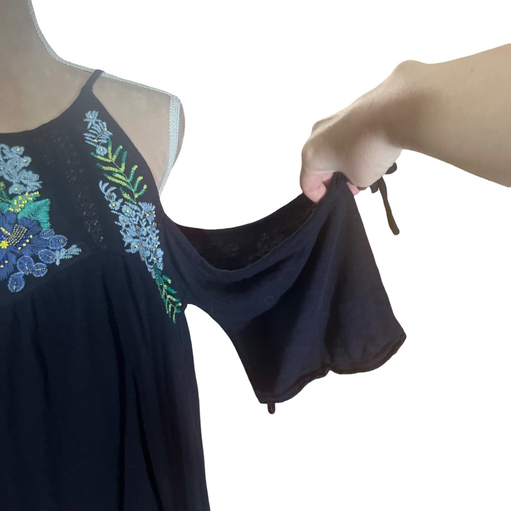 Free People Women’s Fast Times Navy Too with Floral Embroidery and Beading - Picture 12 of 15